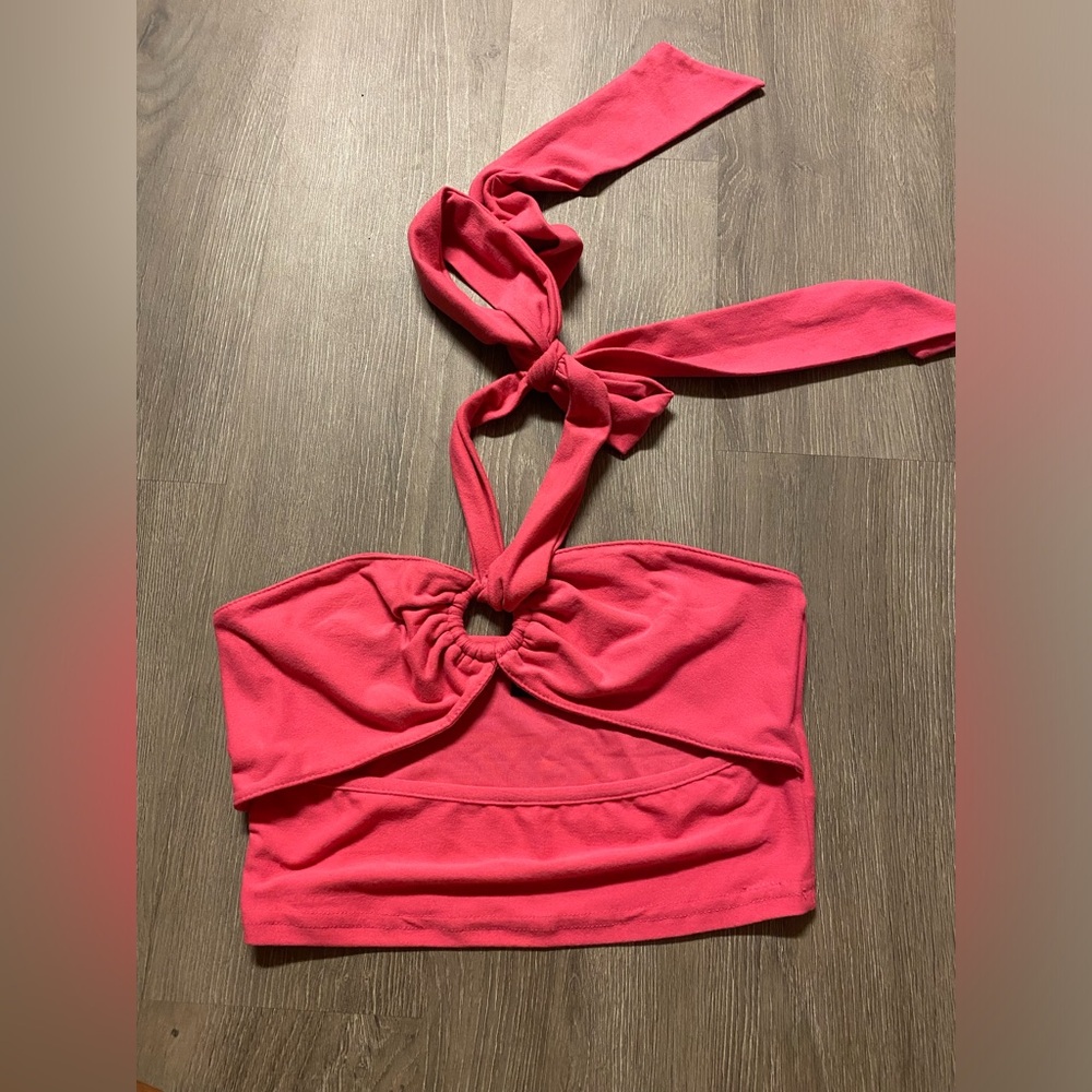 Pink Tie Halter Top